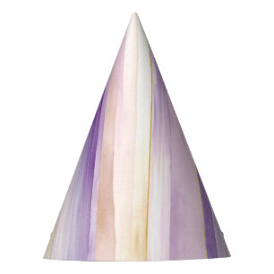 Purple Gold Rose Stripes Birthday Party Hat