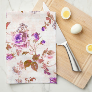 Purple Gold Roses Kitchen Towel