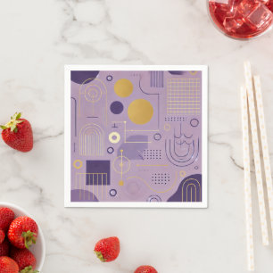 Purple & Gold Scandinavian Patterns Decoupage Napkin