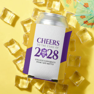 Purple Gold School College University Graduation Can Cooler