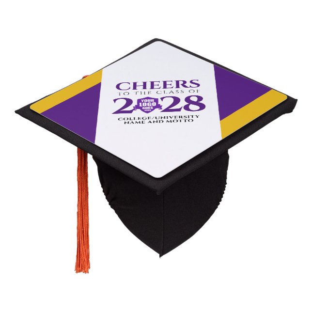 Purple Gold School College University Graduation Graduation Cap Topper (Angled)