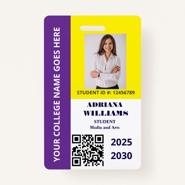 Purple Gold School College University Student  Badge (Front)