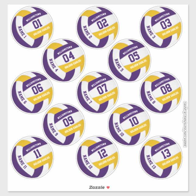 purple gold school spirit volleyball players names (Sheet)