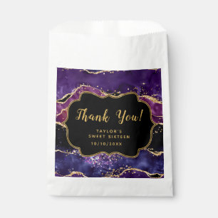 Purple Gold Sequins Agate Sweet Sixteen Thank You Favour Bag