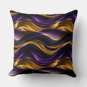 Purple Gold Silk Wave Luxury Pattern Throw Pillow
