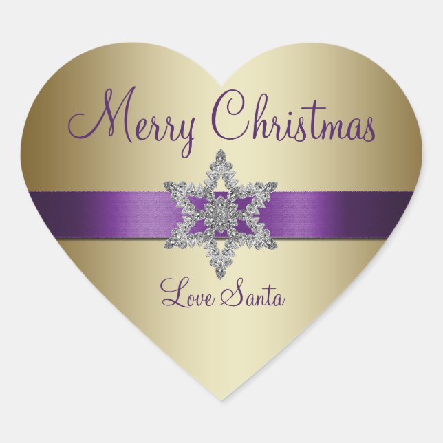 Purple Gold Snowflake Merry Christmas Sticker (Front)
