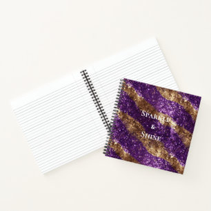 Purple Gold Sparkle Glitter Notebook