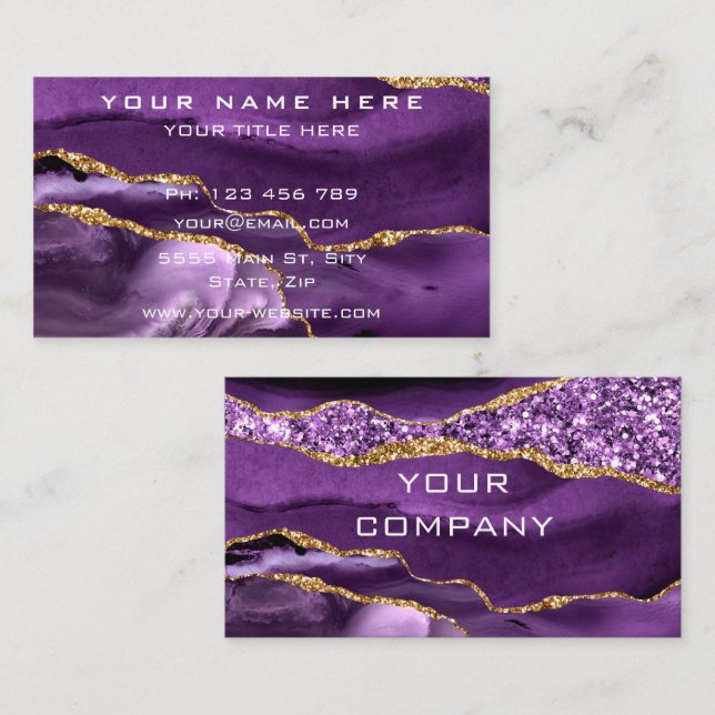 Purple Gold Sparkly Carte de visite votre propre c (Devant / Derrière)