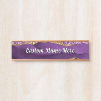 Purple Gold Sparkly Custom Name Door Sign Example