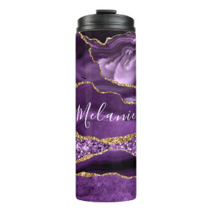 Purple Gold Sparkly Thermal Tumbler Custom Name