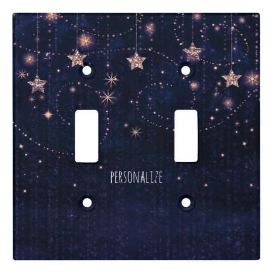 Purple & Gold Starry Celestial Whimsical Light Switch Cover