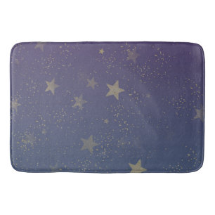 Purple Gold Stars Confetti Bath Mat