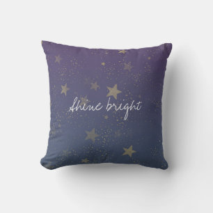 Purple Gold Stars Confetti Throw Pillow