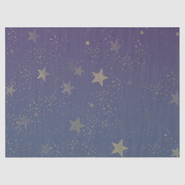 Purple Gold Stars Confetti Tissue Paper (Front)