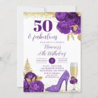 Purple Gold Stiletto Champagne Adult Birthday