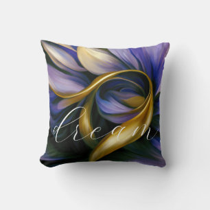 Purple & Gold Swirls Abstract, "dream" Throw Pillow