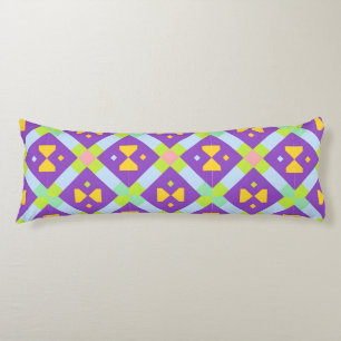 Purple Gold Teal Geometric Border Colourful Modern Body Pillow