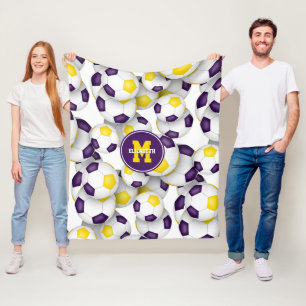 purple gold team colors soccer room decor fleece blanket