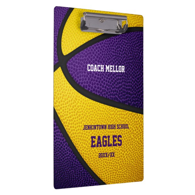 purple gold team colours basketball coach name clipboard (Right)