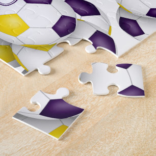 purple gold team colours girls boys soccer jigsaw puzzle
