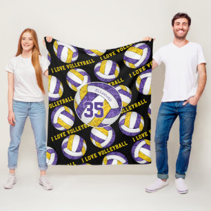 purple gold team colours girls I love volleyball Fleece Blanket