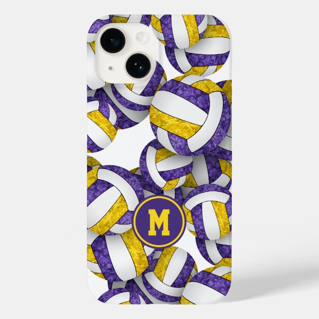 Purple gold team colours girly volleyballs Case-Mate iPhone case (Back)