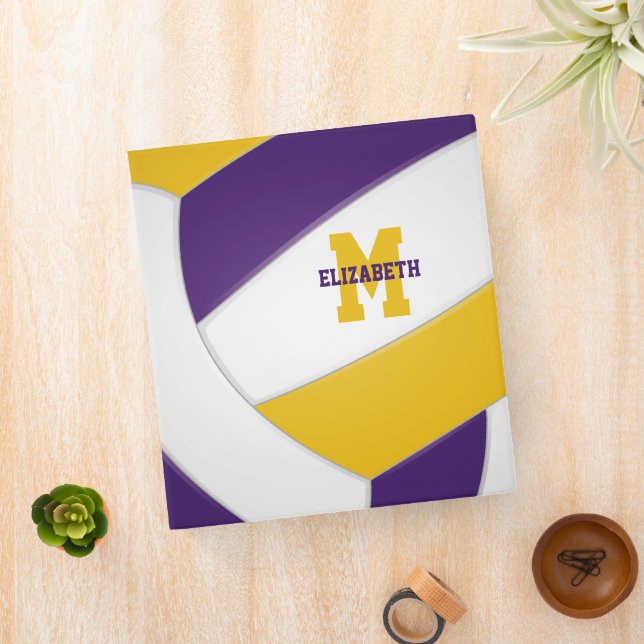 purple gold team colours kids sports volleyball binder (In Situ)