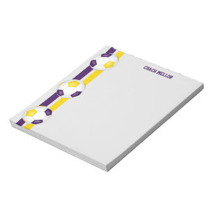 purple gold team colours soccer coach custom notepad