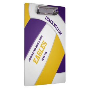 purple gold team colours volleyball coach clipboard