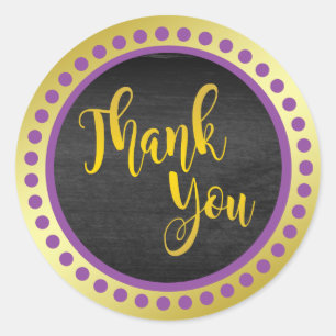 Purple Gold Thank You Classic Round Sticker