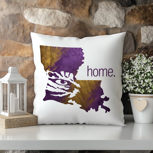 Purple Gold Tiger Eye Louisiana State Throw Pillow (Creator Uploaded)