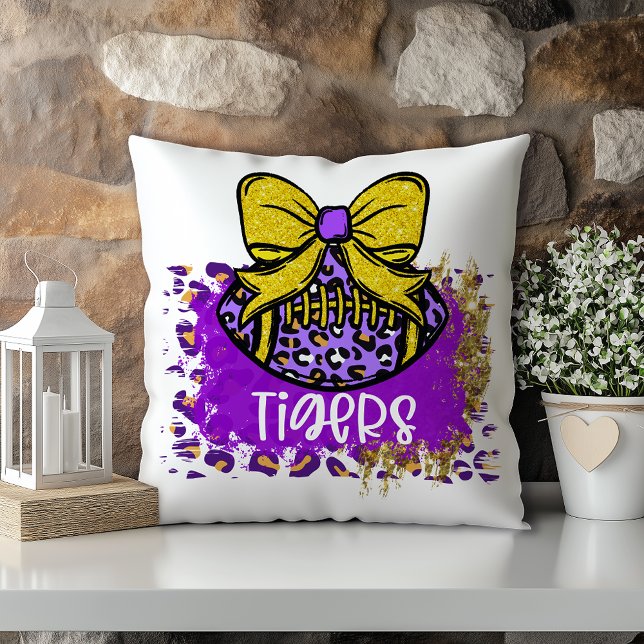 Purple Gold Tiger Football Louisiana Throw Pillow (Creator Uploaded)