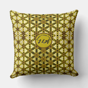 Purple Gold Trellis Pattern Initials Throw Pillow