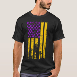 Purple Gold USA American Flag Patriotic T-shirt