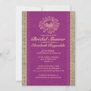 Purple Gold Vintage Lace Bridal Shower Invitations