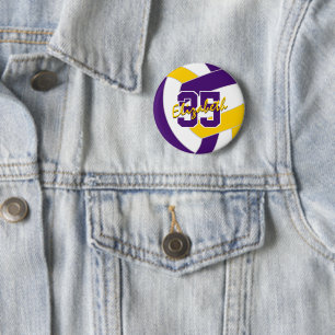 purple gold volleyball team colours 2 inch round button