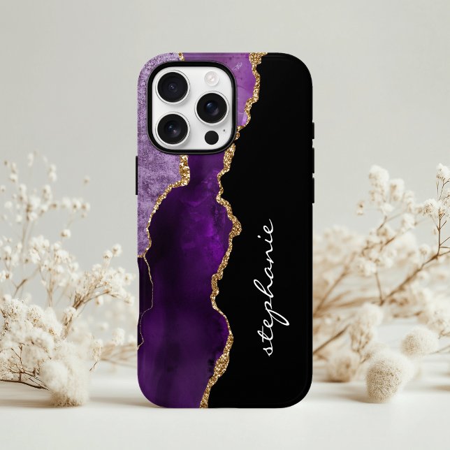 Purple Gold Watercolor Agate Personalized Case-Mate iPhone Case (Creator Uploaded)