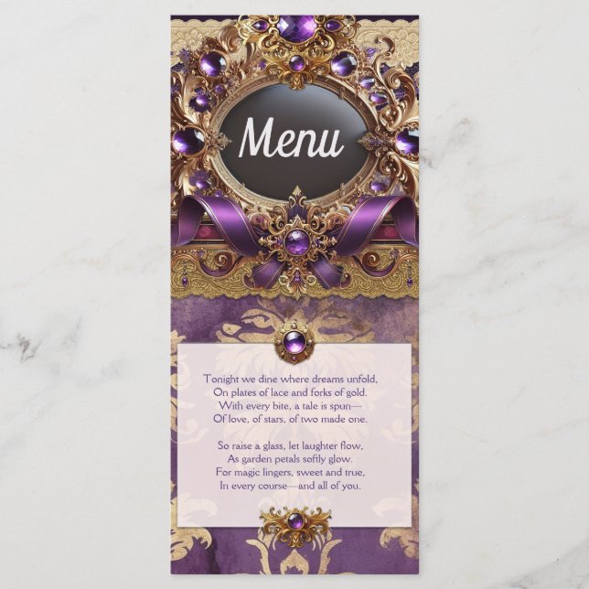 Purple & Gold Wedding Menu (Front)