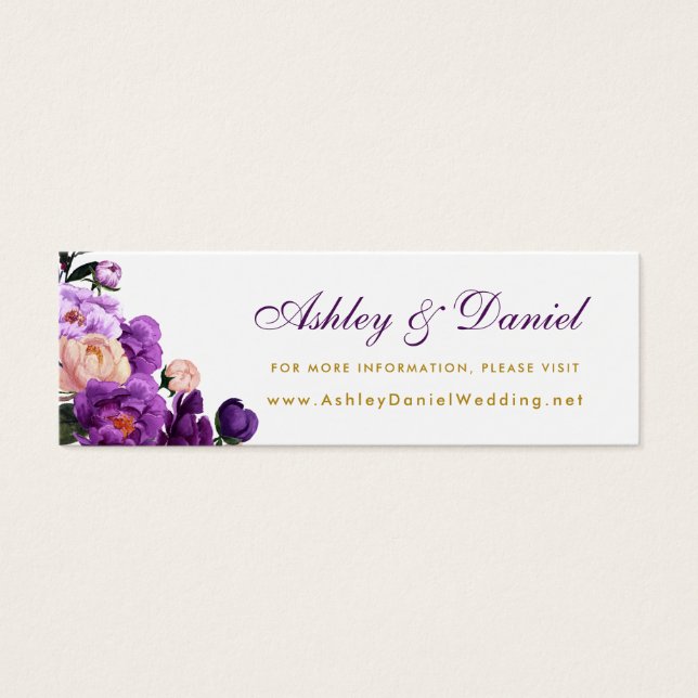 Purple Gold Wedding Website Insert Card (Front)