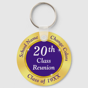 Purple, Gold, White, 20th Class Reunion Souvenirs Keychain