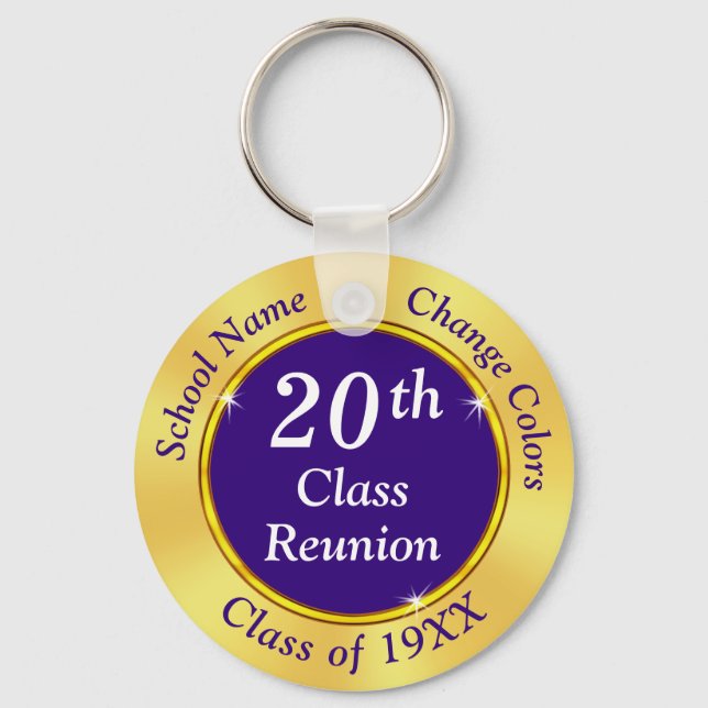 Purple, Gold, White, 20th Class Reunion Souvenirs Keychain (Front)