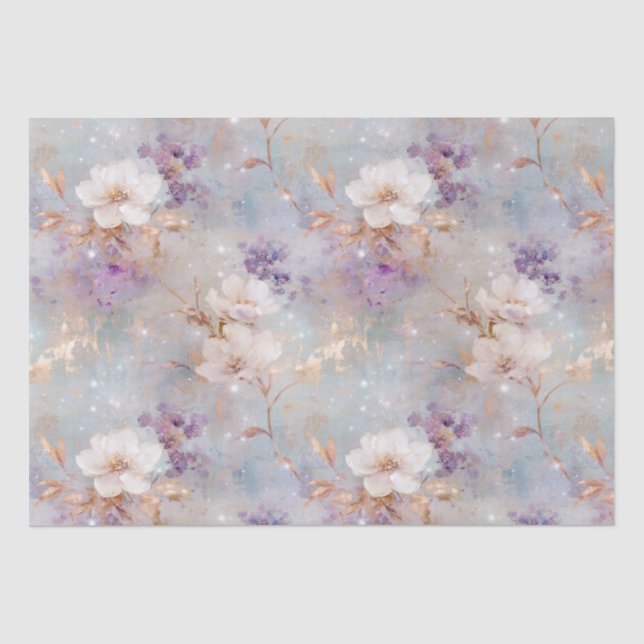 Purple Gold White Floral Tissue Paper (Front)