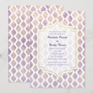 Purple Gold & White Marocain Mariage Invitations