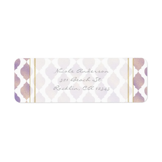 Purple Gold & White Marocain Moderne Invitation (Devant)
