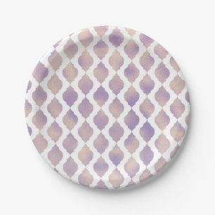 Purple Gold & White Moroccan Modern Custom Party Paper Plate