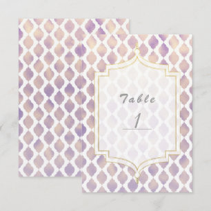 Purple Gold & White Moroccan Modern Table Number