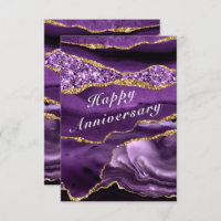 Purple Gold Your QR Code Wishes Anniversary Card