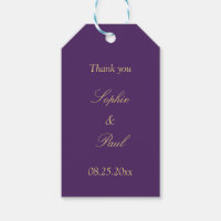 Purple Golden Beige Wedding Favour Thank You