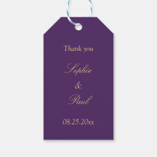 Purple Golden Beige Wedding Favour Thank You Gift Tags