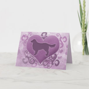 Purple Golden Retriever Valentine's Day Card